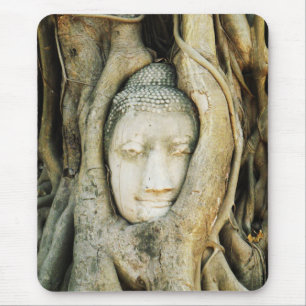 Mousepad Buda Cabeça na Árvore Fig. Ayutthaya, Tailândia