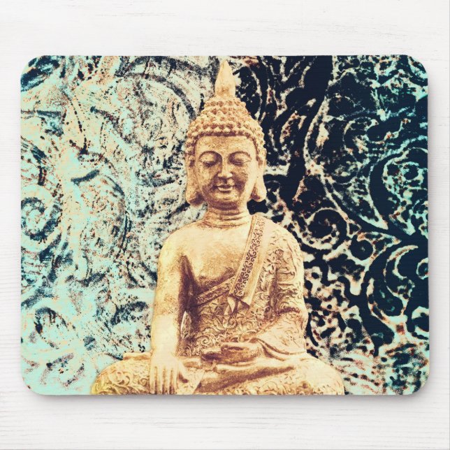 Mousepad Buda sentado na Terra Elegante Iluminação Zen (Frente)