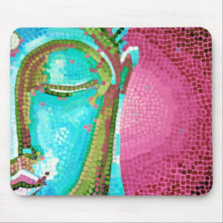 Mousepad Buddha azul e cor-de-rosa enfrenta o mosaico
