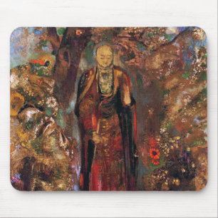 Mousepad Buddha que anda entre as flores