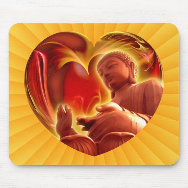 Mousepad BUDHA Heart | radial amarelo (Frente)