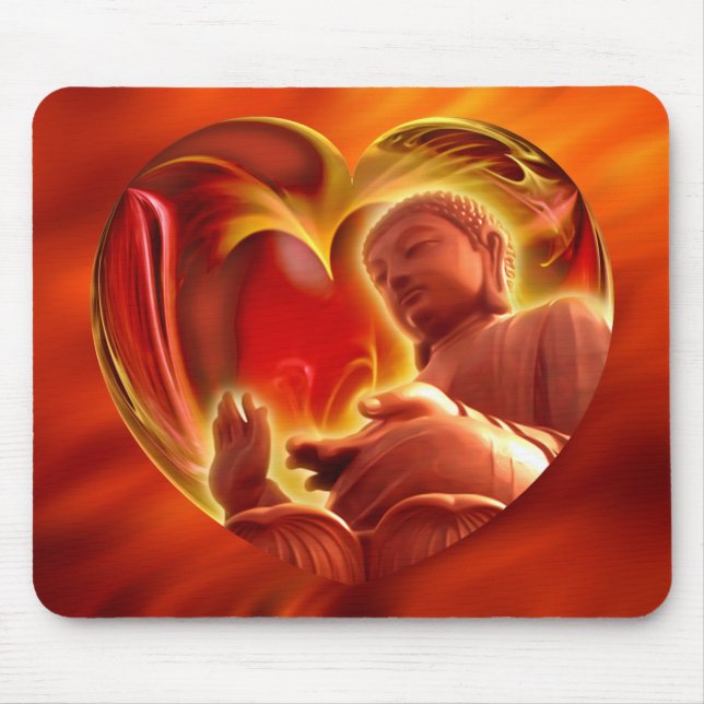 Mousepad BUDHA Heart | vermelho-fogo (Frente)