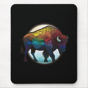 Mousepad Búfalo Animal Retrato De Vidro Mantido Arte Selvag