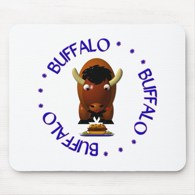 Mousepad Búfalo Fofo com Carne em Weck e Asas de Búfalo (Frente)