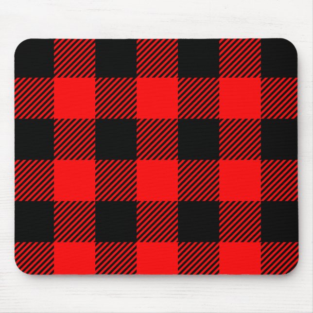 Mousepad Buffalo Check Red and Black Lumberjack Xadrez Deco (Frente)