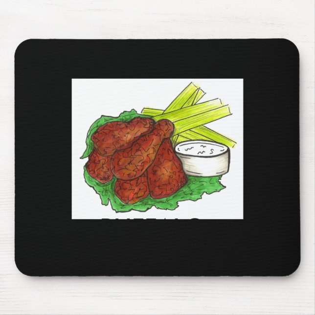 Mousepad Buffalo Ny New York Hot Bbq Chicken Wings Celery  (Frente)