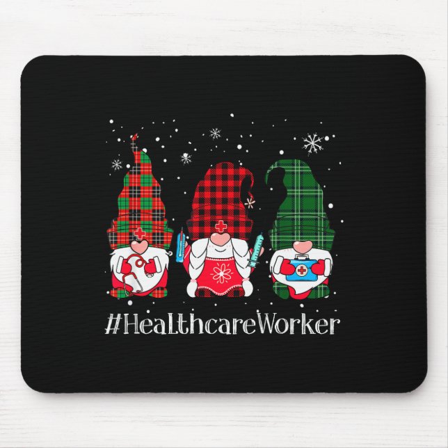 Mousepad Buffalo Plaid Gnome Healthcare Worker Nurse Christ (Frente)