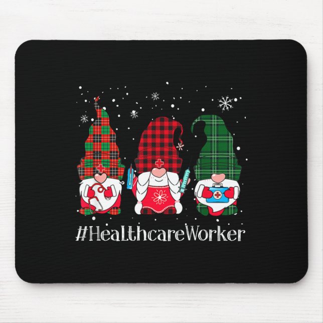 Mousepad Buffalo Plaid Gnome Healthcare Worker Nurse Christ (Frente)