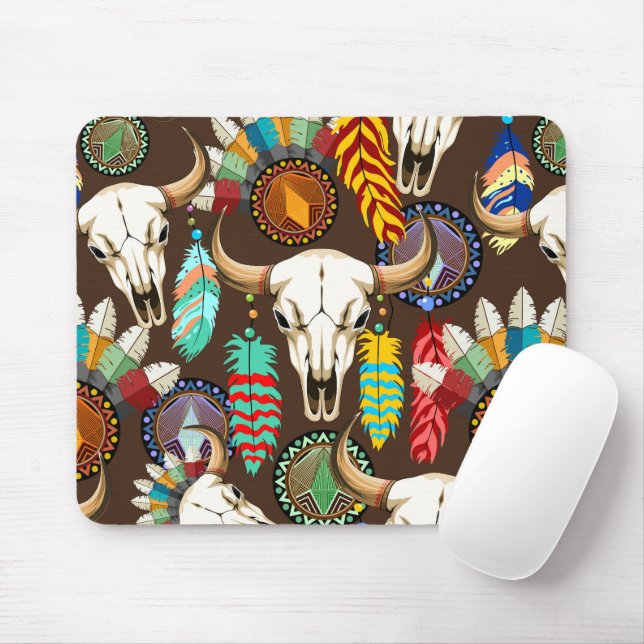 Mousepad Buffalo Skull Native American Emblem (Com mouse)