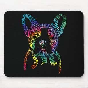 Mousepad Buldografia Tie Dye Word Art Frenchog G