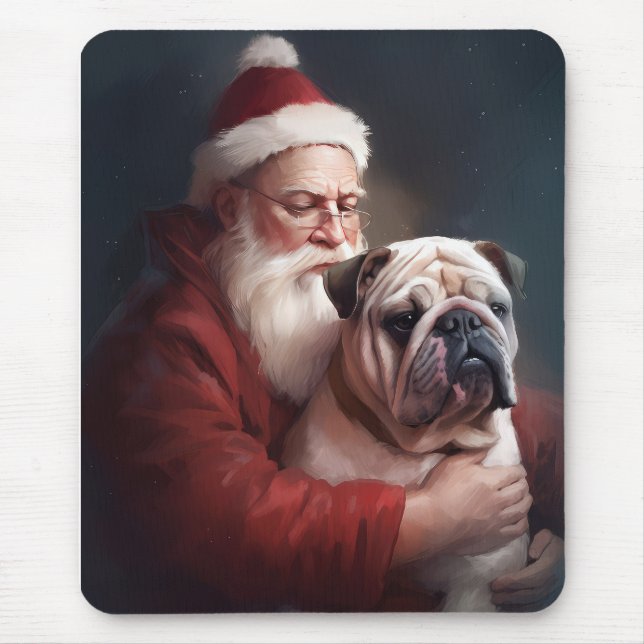 Mousepad Buldogue com Papai Noel Natal Festivo (Frente)