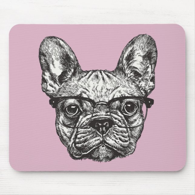 Mousepad Buldogue do hipster (Frente)