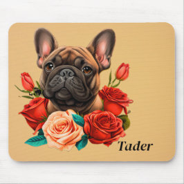 Mousepad Buldogue Francês com Rosas