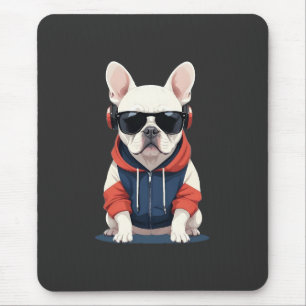 Mousepad Buldogue Francês Vestindo Hoodie Música Legal Engr