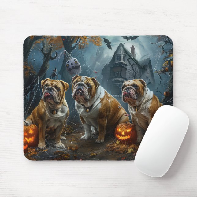 Mousepad Buldogue Halloween Night Doggy Delight (Com mouse)