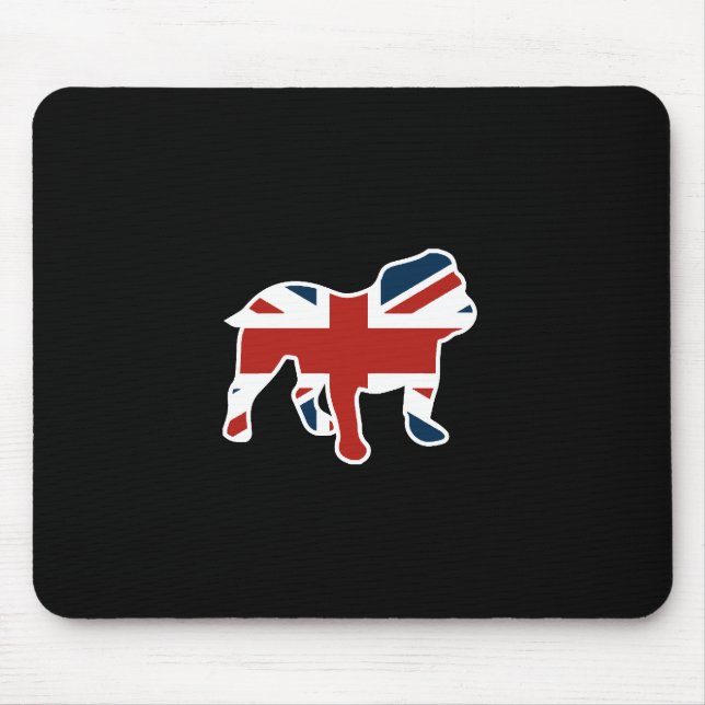 Mousepad Buldogue inglês na bandeira de Union Jack (Frente)