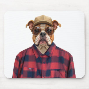 Mousepad Buldogue Vestindo uma Xadrez