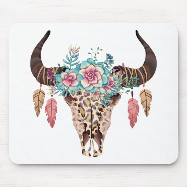 Mousepad Bull Floral de Impressão Leopardo Ocidental (Frente)
