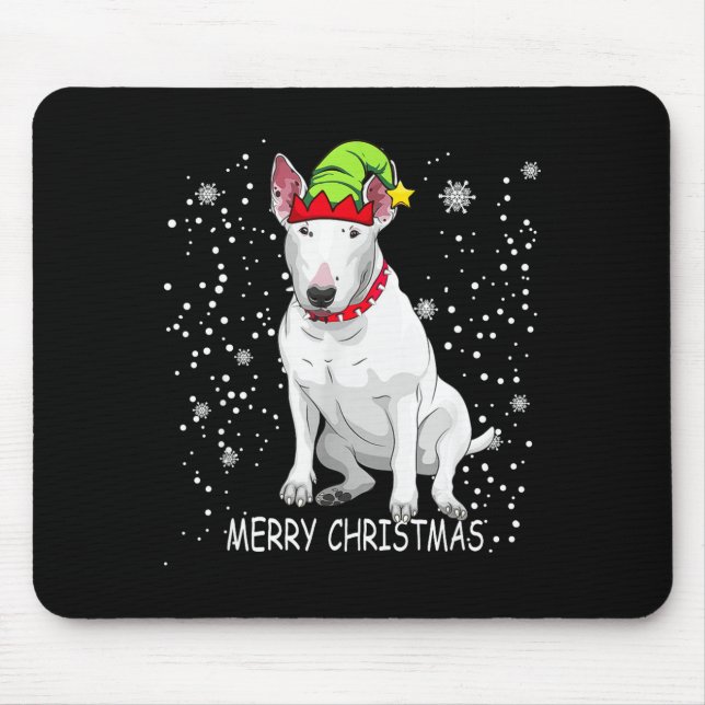 Mousepad Bull Terrier Dog Tree Christmas Sweater Xmas Dogs  (Frente)