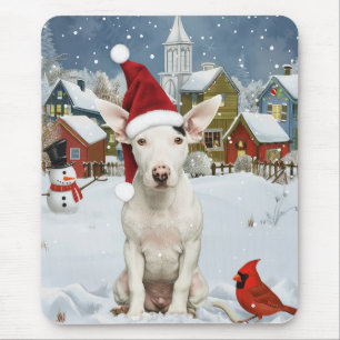 Mousepad Bull Terrier Dog Winter Wonderland Natal Joy