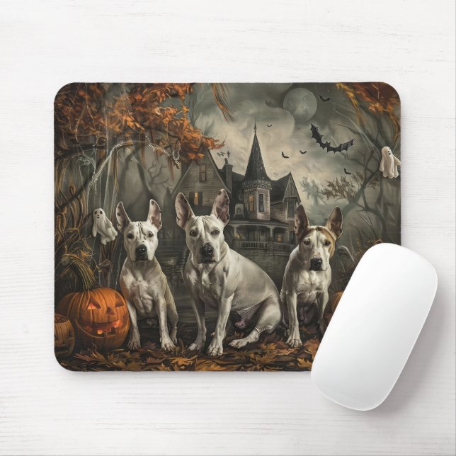 Mousepad Bull Terrier Halloween Night Doggy Delight (Com mouse)