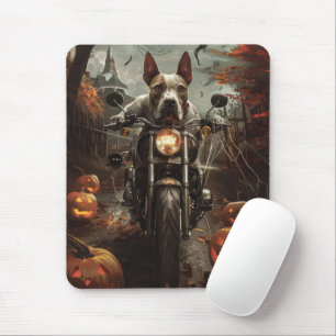 Mousepad Bull Terrier Riding Motorcycle Halloween Scareen