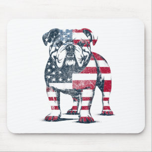 Mousepad Bulldog Amante Bandeira Americana Patriótica Estad