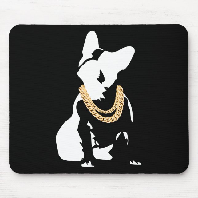 Mousepad Bulldog Com Colar de Ouro (Frente)