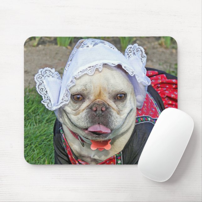 Mousepad Bulldog Francês Em Figurino Holandês (Com mouse)
