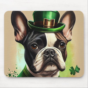 Mousepad Bulldog Francês vestido de Dia de São Patrício