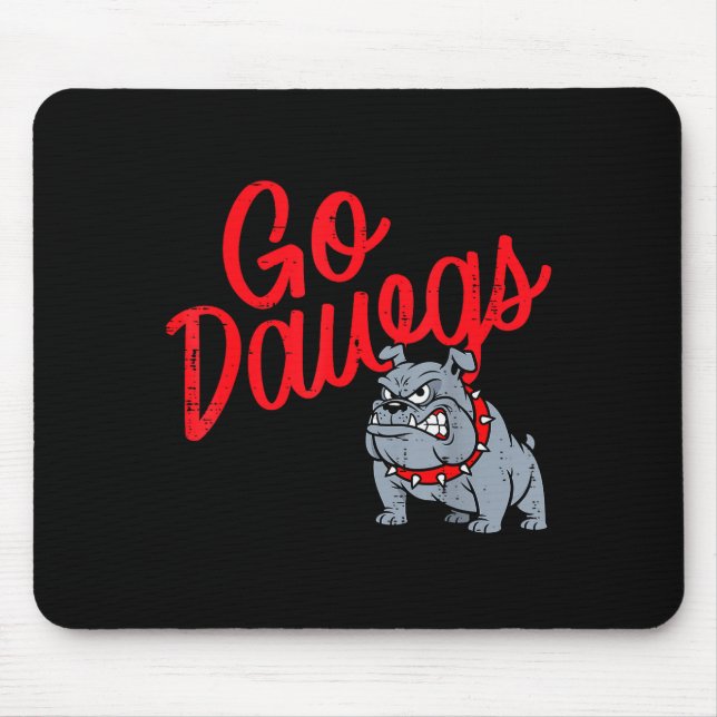 Mousepad Bulldog Go Dawgs Girls Youth Teen Boys Kids Men Wo (Frente)