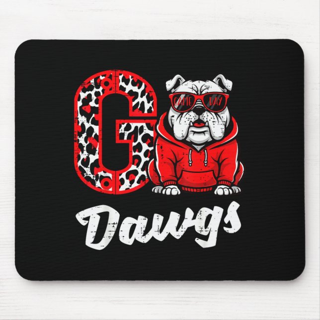 Mousepad Bulldog Go Dawgs Men Women Kids Boys Youth Girls T (Frente)