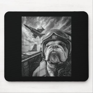 Mousepad Bulldog Inglês Engraçado Selfie Caça Avião Lote Av