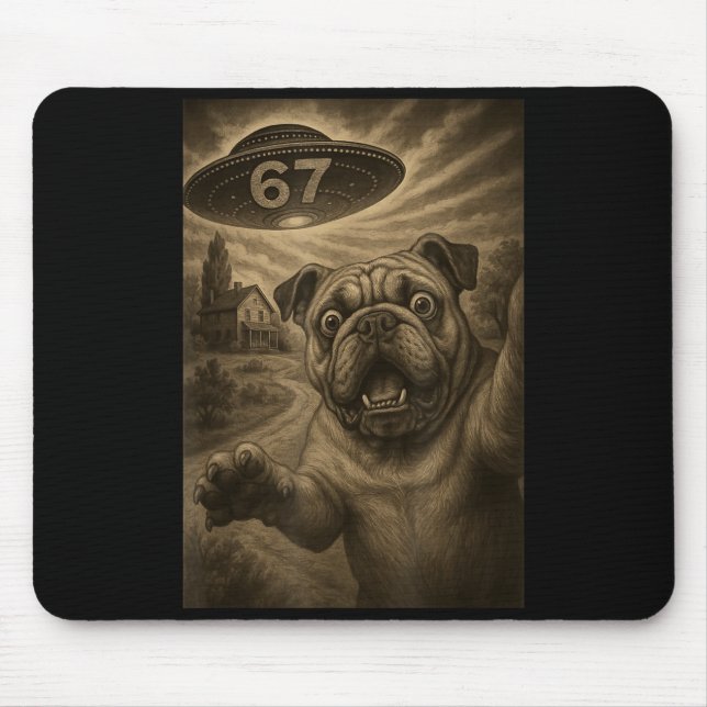 Mousepad Bulldog Inglês Selfie 67 Meme Seis Sete Divertido (Frente)