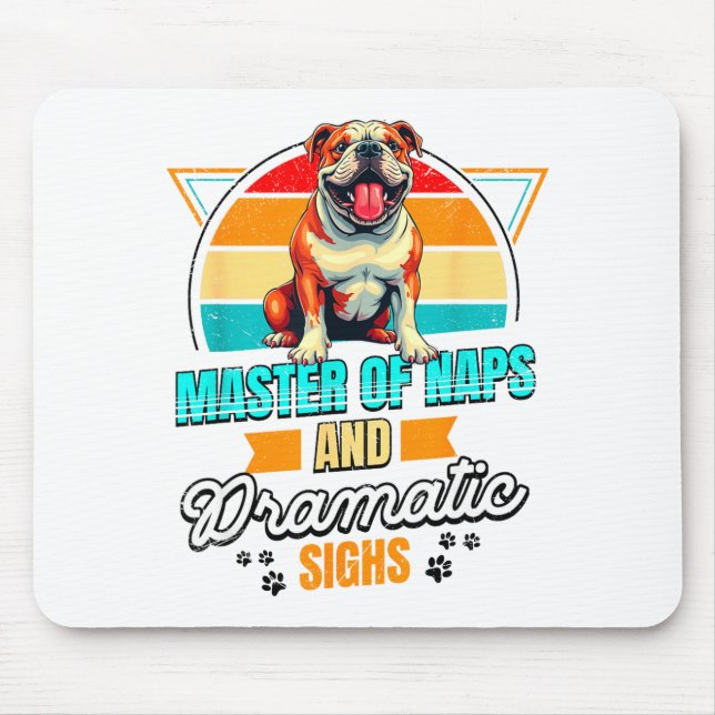 Mousepad Bulldog Lover Funny Bulldog Retro  (Frente)