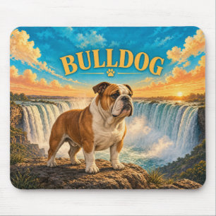 Mousepad Bulldog, Niagara Falls Arte de Cão em Aquarela Vin