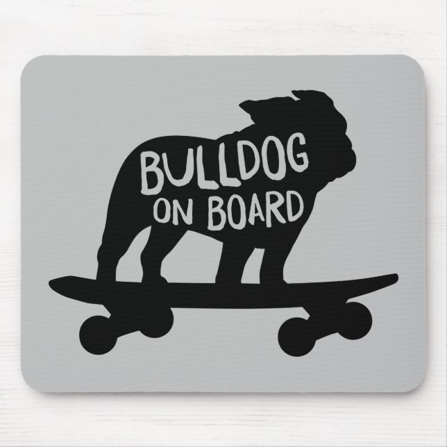 Mousepad Bulldog no Conselho | Cachorro de skate Silhouette (Frente)