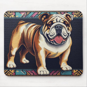 Mousepad Bulldog Realista na moda com Um Quadro Colorido