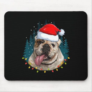 Mousepad Bulldog Usando Chapéu de Papai Noel Natal - Amante