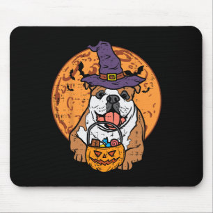 Mousepad Bulldog Witat Moon Jack O Lantern Halloween Do