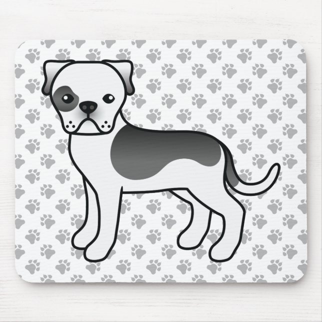Mousepad Bulldogue Americano Preto Piebald Fofo Cachorro Ca (Frente)