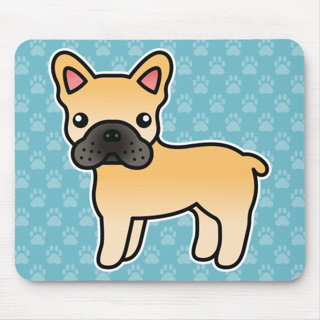 Mousepad Bulldogue Francês Cartoon Castanho Claro (Frente)