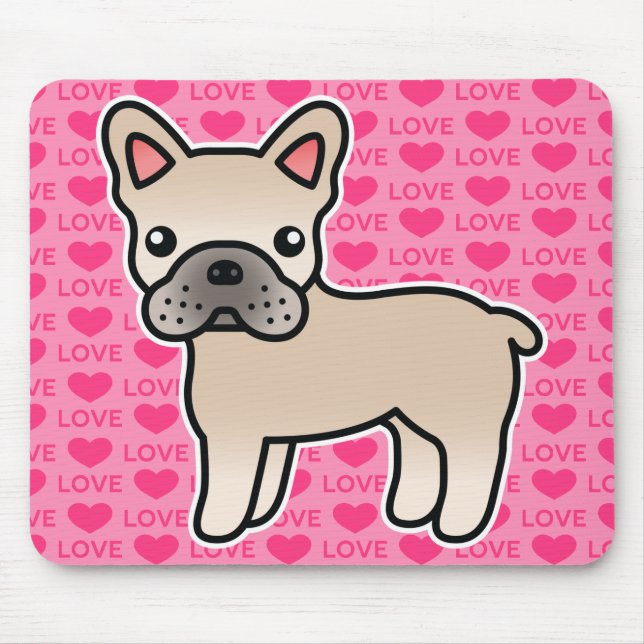 Mousepad Bulldogue Francês Cartoon Creme (Frente)