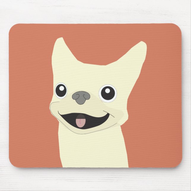 Mousepad Bulldogue Francês Creme, Terracota (Frente)