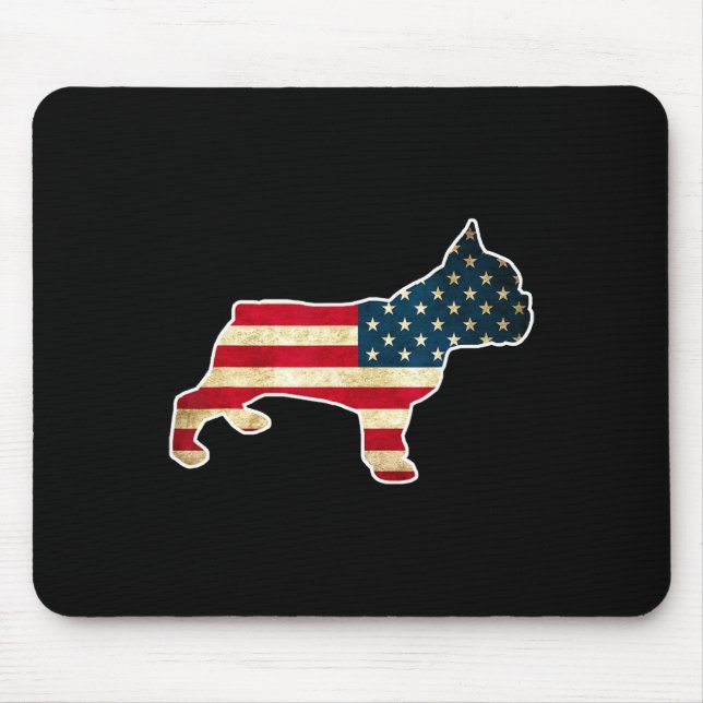 Mousepad Bulldogue Francês do Dia 4 de Julho Bandeira Ameri (Frente)