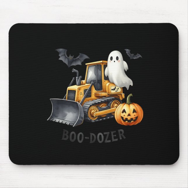 Mousepad Bulldozer Halloween Boo Dozer Construção Caminhão  (Frente)