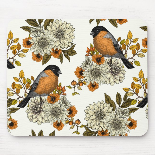 Mousepad Bullfinch nas florais do outono 2 (Frente)
