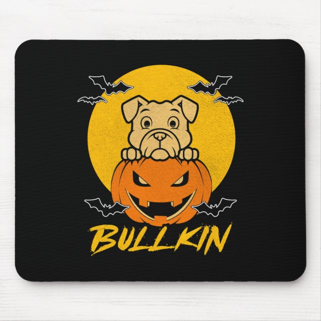 Mousepad Bullkin Halloween Engraçado Bulldog Halloween Pump (Frente)