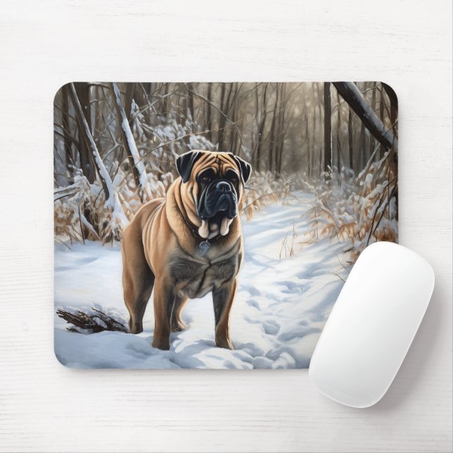 Mousepad Bullmastiff Deixe Nevar Natal (Com mouse)