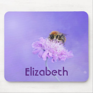 Mousepad Bumble Bee Empurrada em uma Flor Rosa Personalizad